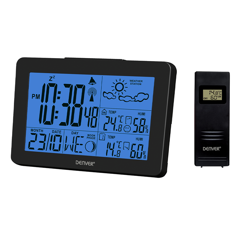 DENVER WS-530BLACK.jpg DENVER WS-530B BLACK Weather station with clock - Image 1